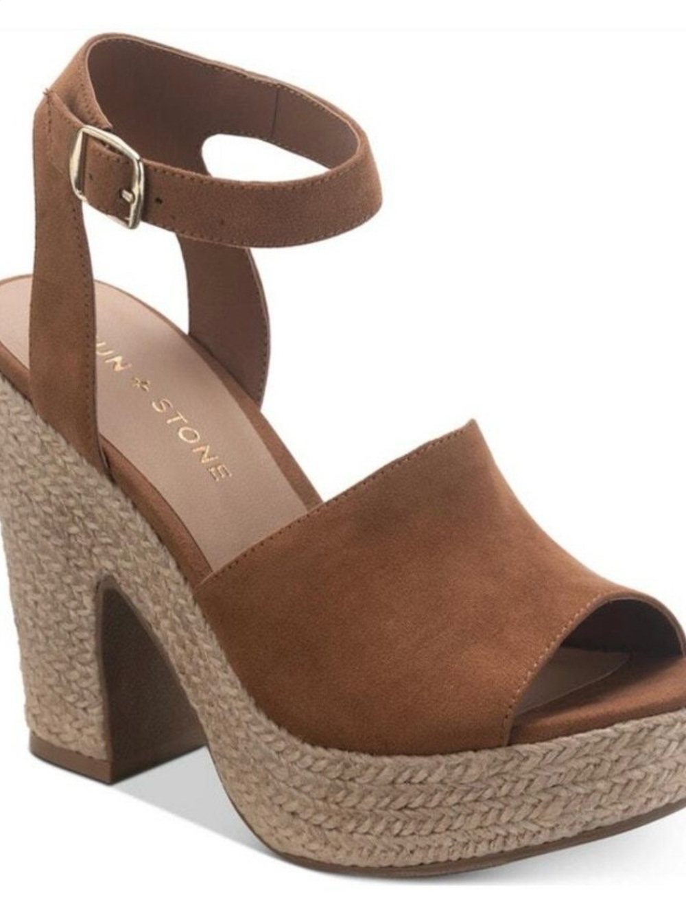 Sun + Stone Brown Suede Platform Espadrille Heel size 11M